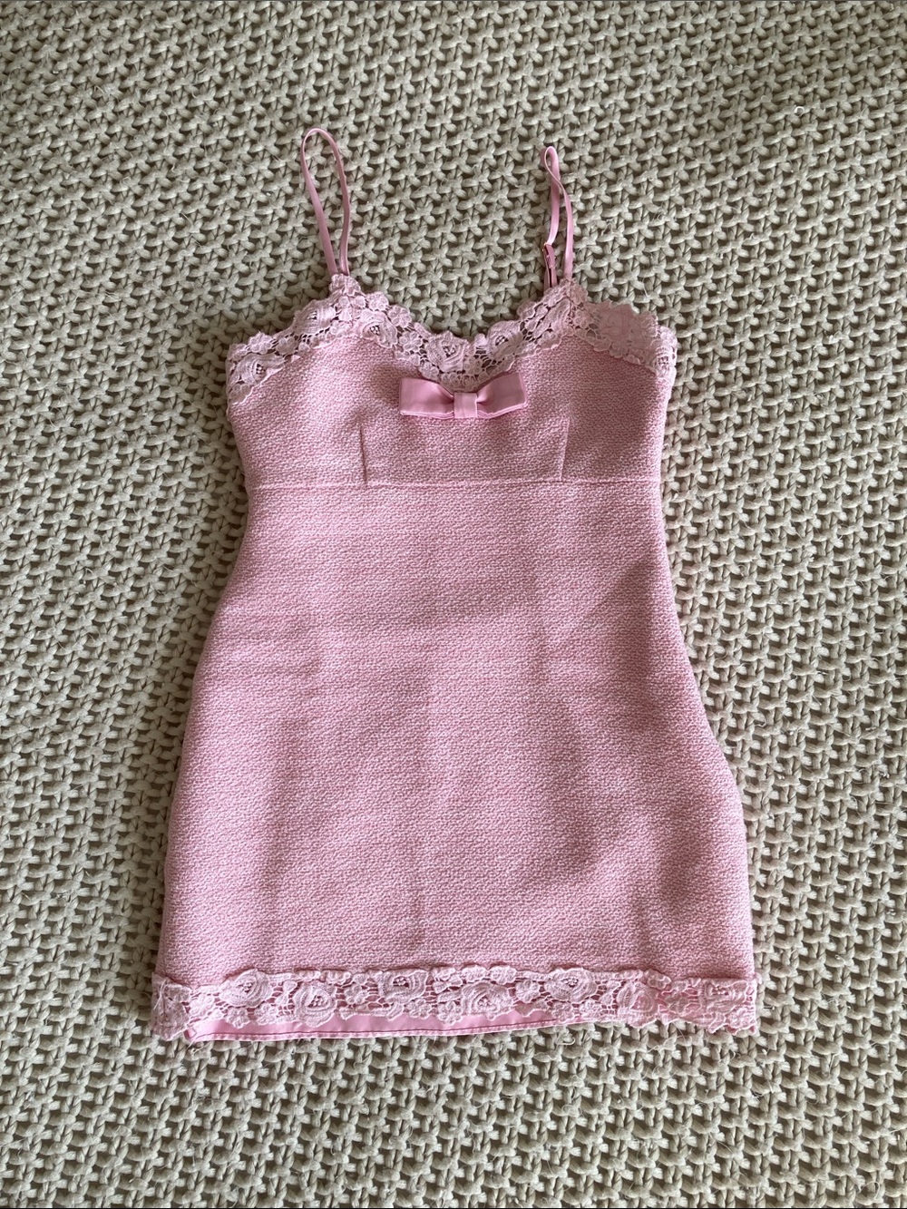 LoveShackFancy Pink Lace-Trim Slip Cami